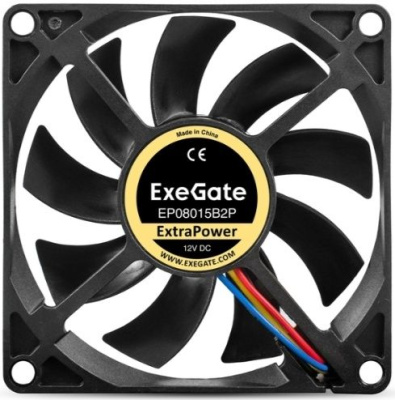 Exegate EX295237RUS ���������� 12� DC ExeGate ExtraPower EP08015B2P (80x80x15 ��, 2-Ball (������� ���������������), 2pin, 2600RPM, 26dBA)