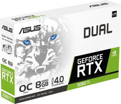  Asus PCI-E 4.0 DUAL-RTX3060TI-O8GD6X-WHITE NVIDIA GeForce RTX 3060Ti 8192Mb 256 GDDR6 1710/14000 HDMIx2 DPx3 HDCP Ret