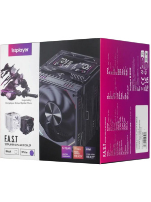 ����� 1STPLAYER F.A.S.T. FT12DSL-6 White / 6HPx6mm, dual tower, 275W TDP, 2x120mm ARGB fans, 600-2000 RPM, 57.56 CFM, 38.21 dBA / FT12DSL-6-WH