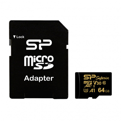   microSD 64GB Silicon Power Superior Golden A1 microSDXC Class 10 UHS-I U3 A1 100/80 Mb/s (SD )