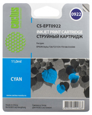 �������� �������� Cactus CS-EPT0922 ������� ��� Epson Stylus C91/CX4300/T26/T27/TX106/TX109/TX117/TX