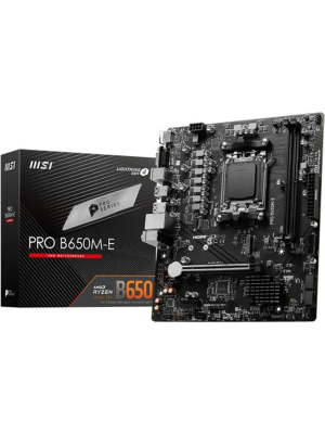 ����������� ����� MSI PRO B650M-E B650, AM5, 2*DDR5, 1*PCIEx16, 1*PCIEx1, 1*M.2, 6*USB3.2Gen1, 6*USB2.0, 4*SATA3.0, 1G, VGA, HDMI, M-ATX, RTL