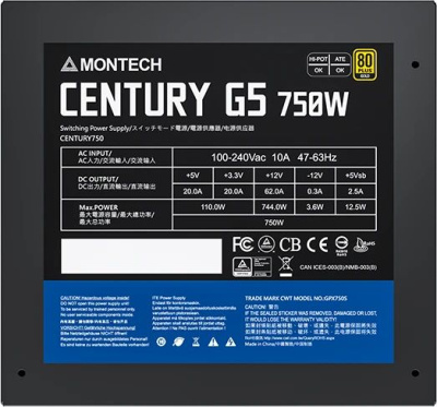 ���� ������� Montech CENTURY G5 750W ATX 3.0, APFC, 80 PLUS Gold, full modular
