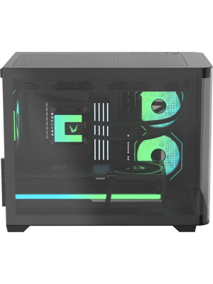 ������ Formula V Line Crystal U2M Floe Black, MATX, TYPE-C*1, USB3.0*1, Curved Glass, SIDE 2x FLOE ARGB, REAR 1x FLOE ARGB