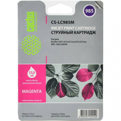 �������� �������� Cactus CS-LC985M ��������� ��� Brother DCPJ315W/DCPJ515W/MFCJ265W (15��)