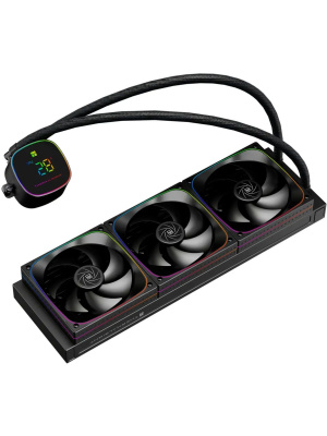 ������� ����������� ���������� Thermalright Frozen Horizon 360 Digital (360mm, LED temp., Black, ARGB/ Fans: 3x120mm, 68.9CFM, 28.2dBA, 2000RPM/ Pump height 53.2mm, Rad thickness 27mm/ S: 1700, 1200, 1851, 115X, AM5, AM4)