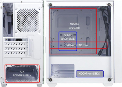 ������ �� ��� �� Ginzzu CL520 White mATX