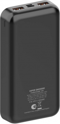Внешний аккумулятор Hiper SM20000 20000mAh 2.1A 2xUSB черный (SM20000 BLACK)
