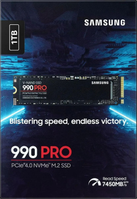 ������������� ���������� M.2 2280 1TB Samsung 990 PRO Black Client SSD MZ-V9P1T0B/AM PCI-E 4.0 x4, V-NAND 3-bit MLC, 7450/6900, 600TBW M.2 2280