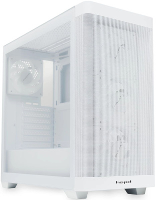 ������ �� ��� ����� ������� HSPD M740, Mesh Mid Tower, white, M740-TGWH-ARGB