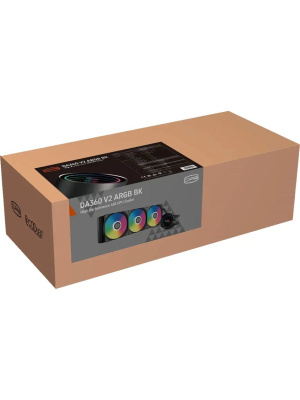 ������� ���������� PCCooler DA360 V2 ARGB BK (300W, 360mm, Black, ARGB/ Fans: 3x120mm, 80.74FM, 36.5dBA, 2000RPM/ Pump height 54.3mm, 15dBA, 2600RPM, Rad thickness 27mm/ S: 1851, 1700, 1200, 115X, AM5, AM4)