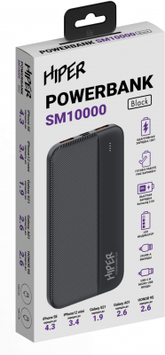   Hiper SM10000 10000mAh 2.1A 2xUSB  (SM10000 BLACK)