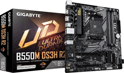 ����������� ����� Gigabyte B550M DS3H R2, SocketAM4, AMD B550, mATX, Ret