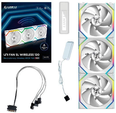 ���������� ��� ������� Lian Li Uni Fan SL Wireless 120 3��, 120��, 4-pin, 2000��/���, 28.5 ��, ARGB, �����, Ret (G99.12SL1W3W.R0) 