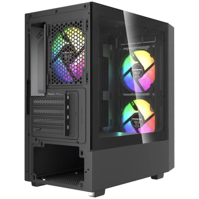 ������ Powercase Mistral SM02 ARGB, Tempered Glass, 3x120mm ARGB PWM fans, ������, mATX  (CMMSM02B-A3)
