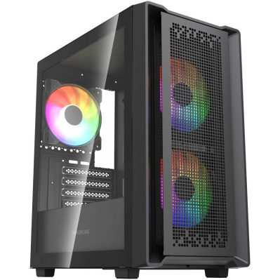 ������ Powercase Mistral SM04 ARGB, Tempered Glass, Front Nylon Filter, 3x120mm ARGB PWM fans, ������, mATX  (CMMSM04B-A3)