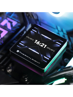 ��� Thermalright Grand Vision 240 (240mm, LED, Black, ARGB/ Fans: 2x120mm, 80.45CFM, 29.4dBA, 2150RPM/ Pump height 72.5mm, 6400RPM, Rad thickness 27mm/ S: 1700, 1200, 1851, 115X, 2011, 2066, AM5, AM4)