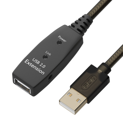   USB 2.0, AM/AF  GREENCONNECT GCR-53806 10.0m , GOLD, -,    Premium,   ., 24/22 AWG