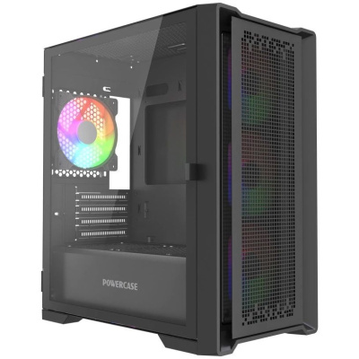 ������ Powercase ByteFlow Micro Black LE, Tempered Glass, 4� 120mm ARGB PWM fans, ������, mATX  (CAMBFB-A4-LE)