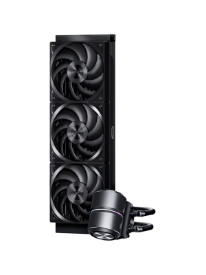 ������� ���������� PCCooler DE360 Pro BK (300W, 360mm, Black, ARGB Pump, Fans: 3x120mm, 86.73CFM, 32dBA, 2200RPM/ Pump height 57mm, 28dBA, 3200RPM, Rad thickness 27mm/ S: 1851, 1700, 1200, 115X, AM5, AM4, AM3)