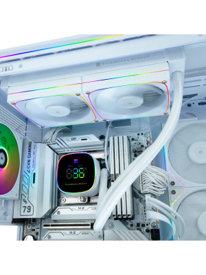 ��� Thermalright Frozen Horizon 240 Digital (240mm, LED temp., White, ARGB/ Fans: 2x120mm, 68.9CFM, 28.2dBA, 2000RPM/ Pump height 53.2mm, Rad thickness 27mm/ S: 1700, 1200, 1851, 115X, AM5, AM4)