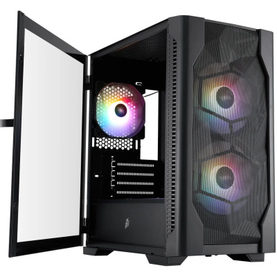 ������ 1STPLAYER DK D4-M FRGB Black / mATX / 2x140mm & 1x120mm FRGB fans / D4-M-BK-2F1P-1F1