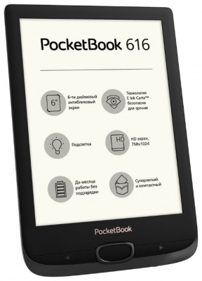   PocketBook 616 Black    /  6", E-Ink Carta,  ,  1024x758, 16  ,   microSD, microSDHC