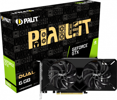  GTX 1660 6144Mb Palit PCI-E PA-GTX1660 DUAL 6G NVIDIA GeForce 192 GDDR5 1530/8000 DVIx1/HDMIx1/DPx1/HDCP Ret (NE51660018J9-1161C)