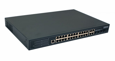 ����������� L2 PoE ���������� Osnovo SW-8244/L(400W) 4 RJ45 PoE + 4 x GE Combo Uplink, �� 30W �� ����, �������� �� 400W