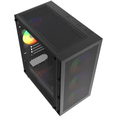 ������ Powercase Mistral Micro EM17, Tempered Glass, 4x120mm ARGB PWM fan, ������, mATX  (CMMEM17B-A4)