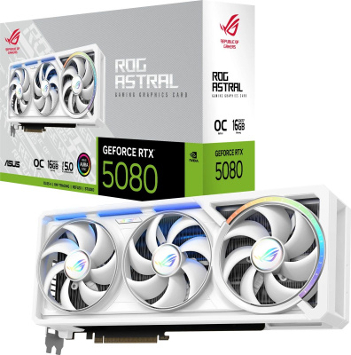 ���������� ASUS NVIDIA GeForce RTX 5080 ROG Astral White OC 16GB, ROG-ASTRAL-RTX5080-O16G-WHITE, (90YV0LV4-M0NA00)