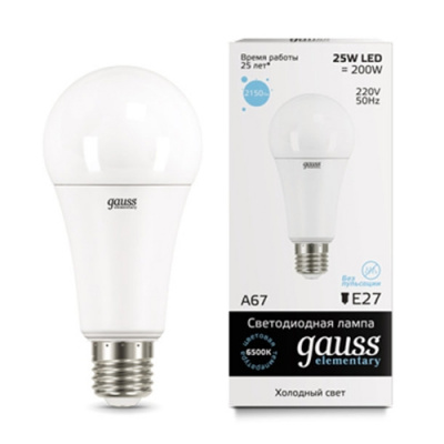   Gauss LED Elementary A67 25W E27 6500K 1/10/50