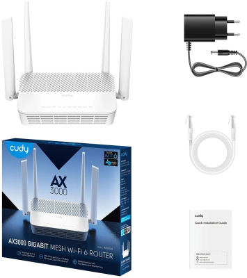 Wi-Fi ������ Cudy WR3000S, Wi-Fi 6, AX3000, 2.4/5���, 4 LAN, �����