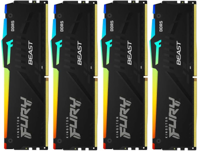 ������ �����������/ Kingston 128GB 5200MT/s DDR5 CL40 DIMM (Kit of 4) FURY Beast RGB XMP (KF552C40BBAK4-128)