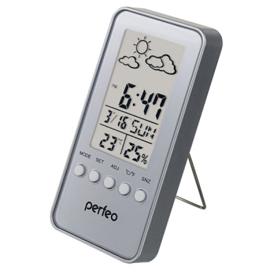 Perfeo Часы-метеостанция "Window", серебряный, (PF-S002A) время, температура, влажность, дата (PF_A4864)