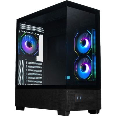������ XASTRA Q500 3ARGB-C10 Black ATX/Aquarium/Screewless/ 3x120mm ARGB PWM FM fans/Argb+PWM HUB 10port/ Q500-3FM12A-C10
