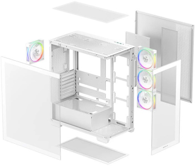 ������ DeepCool CG580 4F V2 White ��� ��, ������� ���� (��������), 4x120mm ARGB PWM �����������, �����, ATX (R-CG580-WHADA4-G-2)