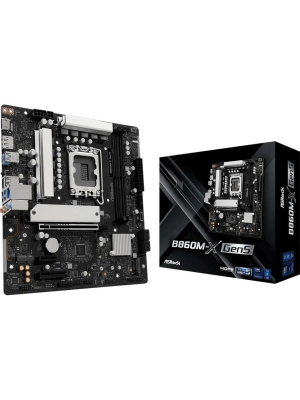 ����������� ����� ASROCK B860M-X Gen5, LGA1851, B860, 2*DDR5, 4*SATA, 2*M.2, 3*USB 3.2, 2*USB 2.0, Type-C, 2*PCIx16, 1*M.2 (Key E), HDMI+DP, mATX