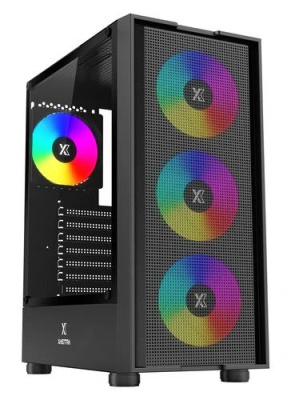 ������ XASTRA  A301 4FRGB  Black ATX/Mesh/ tempered glass / 4x 120mm FC120-FRGB fans/ A301-BK-FC120FRGB-4F-GL