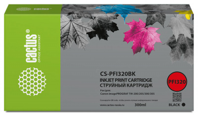 �������� �������� Cactus CS-PFI320BK ������ (300��) ��� Canon imagePROGRAF TM-200/TM-200 MFP L24ei/TM-205/TM-300
