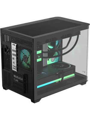 ������ Formula V Line Crystal U2M Floe Black, MATX, TYPE-C*1, USB3.0*1, Curved Glass, SIDE 2x FLOE ARGB, REAR 1x FLOE ARGB