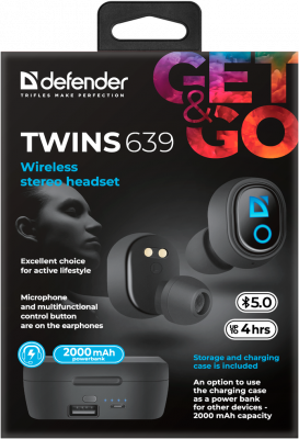   Defender Twins 639 ,TWS, PB, Bluetooth