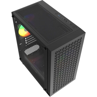 ������ Powercase Mistral Micro EM18, Tempered Glass, 2x140mm + 1�120mm ARGB PWM fan, ������, mATX  (CMMEM18B-A3)