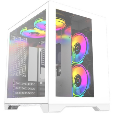  Powercase Vision Micro, White, Tempered Glass, 4 120mm 5-color fan, , mATX (CVWM-L4)	