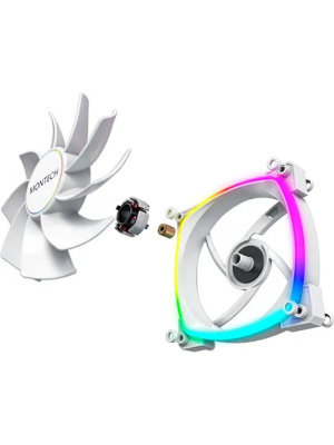 ���������� Montech RX140 PWM Reverse White / 140mm, 4pin PWM, 3pin ARGB, 600-1600RPM, 90.5CFM, 27.9dBA, Rifle bearing / RX140W
