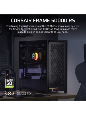 ������ Corsair Frame 5000D RS High-Airflow, Midi-Tower, TG, 4x140mm, 4xUSB-A 3.2, 1xUSB 3.2 Type-C, E-ATX, ATX, mATX, mITX Black