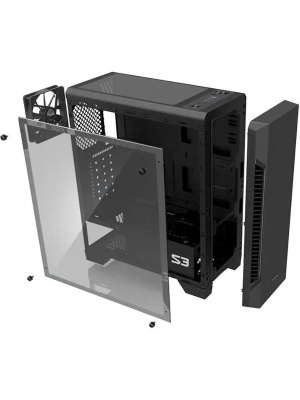 ������ MidTower Zalman S3 black (ATX, ��� ��, 3xUSB)(Zalman S3) Zalman