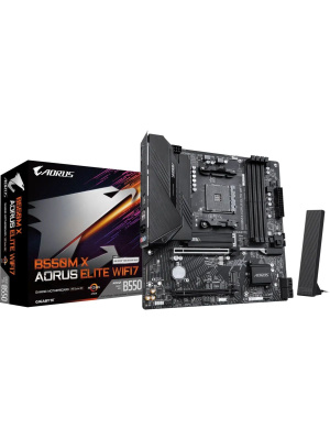����������� ����� Gigabyte B550M X AORUS ELITE WIFI7 B550, AM4, 4*DDR4, 2*PCIEx16, 2*M.2, 1*TypeC, 4*USB3.2Gen1, 4*USB2.0, 4*SATA3.0, 2.5G, DP, HDMI, ATX, RTL