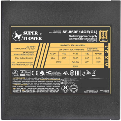 ���� ������� �� Super Flower Leadex III Gold 850W, ATX 3.1, Full Modular, SF-850F14GE(GL)