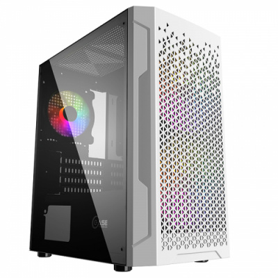 ������ Powercase Mistral Micro Z3W Mesh LED, Tempered Glass, 2x 140mm + 1� 120mm 5-color fan, �����, mATX (CMIMZW-L3)